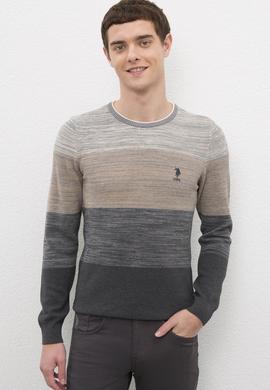 Erkek Antrasit Bisiklet Yaka Triko Kazak - 50223891028