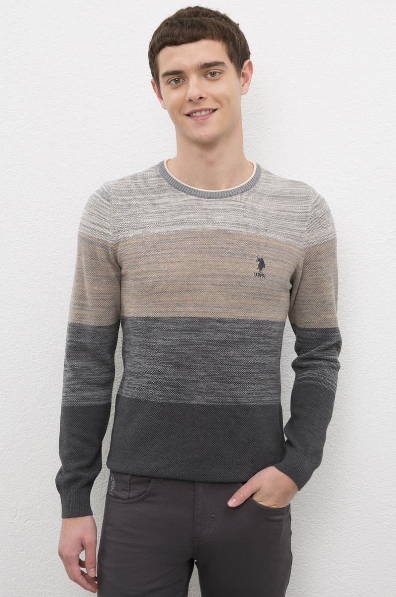 Erkek Antrasit Bisiklet Yaka Triko Kazak