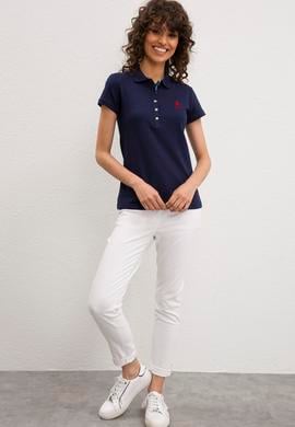 Kadın Lacivert Basic Polo Yaka Tişört - 50217591002