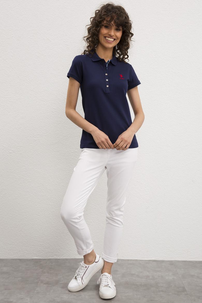 Kadın Lacivert Basic Polo Yaka Tişört - 50217591002