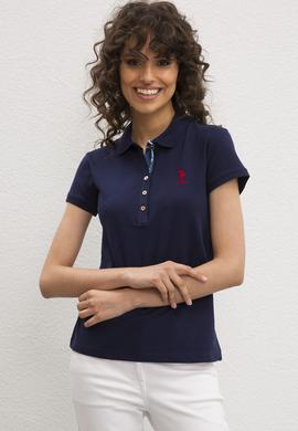 Kadın Lacivert Basic Polo Yaka Tişört - 50217591002