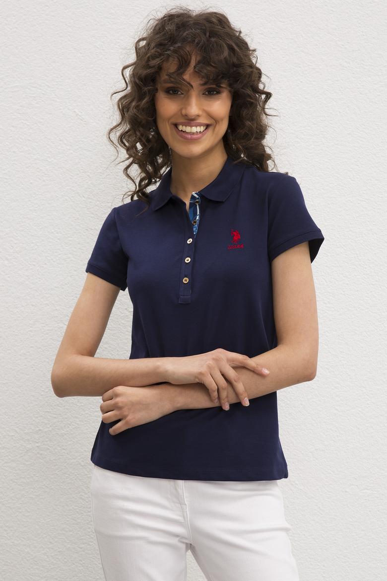 Kadın Lacivert Basic Polo Yaka Tişört - 50217591002