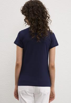 Kadın Lacivert Basic Polo Yaka Tişört - 50217591002