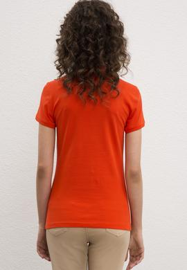 Kadın Nar Çiçeği Basic Polo Yaka Tişört - 50217591083