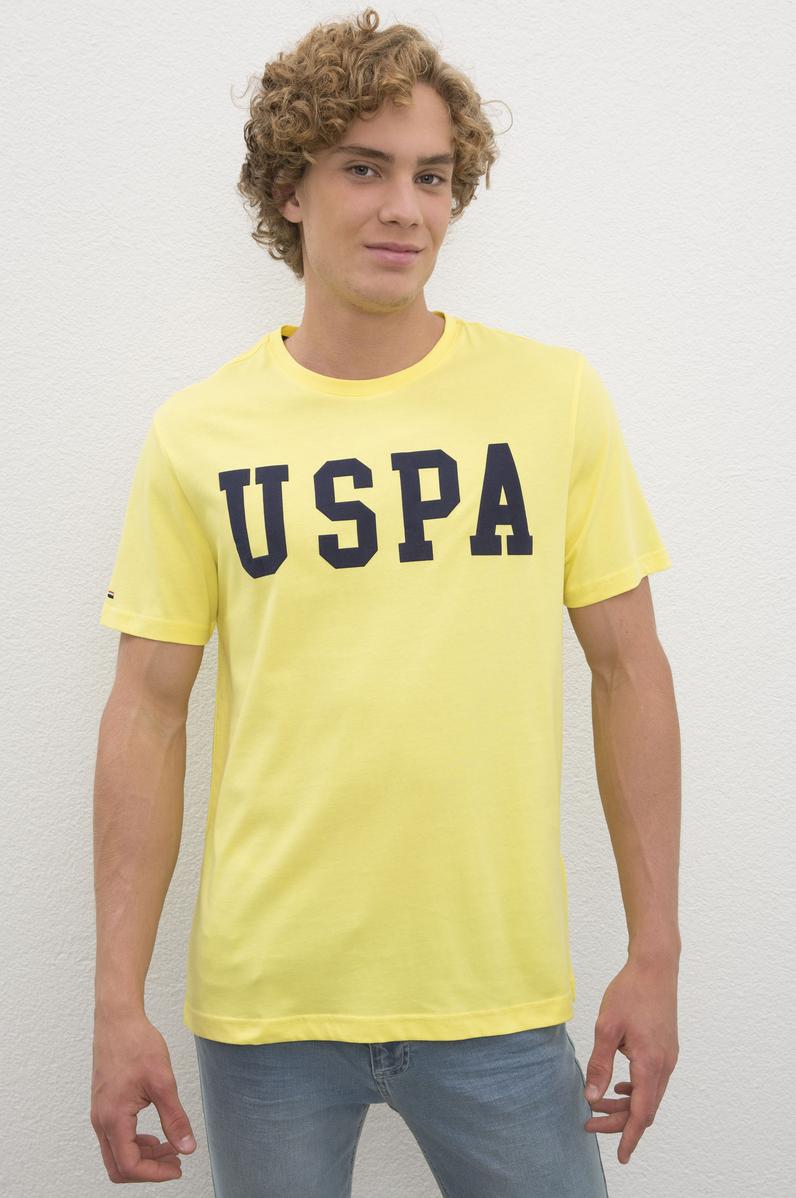 Erkek Sarı  Bisiklet Yaka T-Shirt Basic