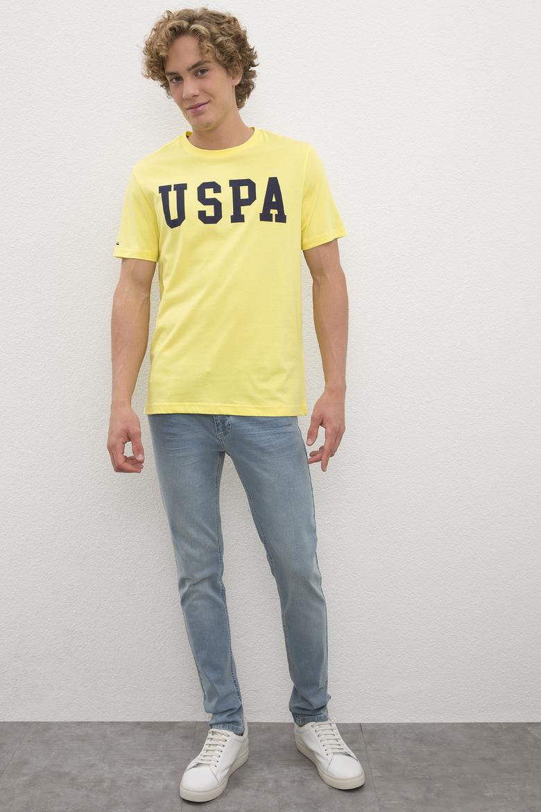 Erkek Sarı  Bisiklet Yaka T-Shirt Basic - 50216452141