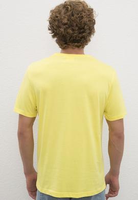 Erkek Sarı  Bisiklet Yaka T-Shirt Basic - 50216452141