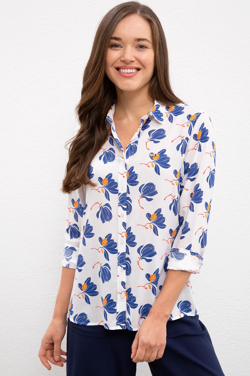 Kadın Lacivert Gömlek Uzunkol