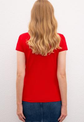 Kadın Kırmızı Polo Yaka Basic Tişört - 50220955015