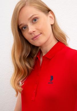 Kadın Kırmızı Polo Yaka Basic Tişört - 50220955015