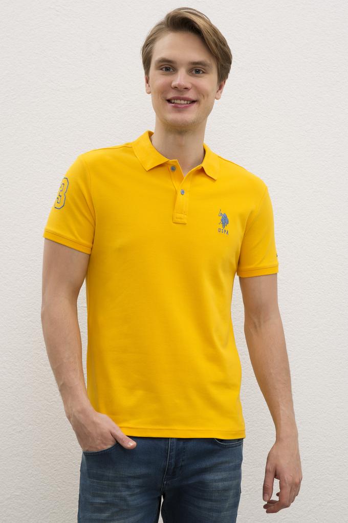 Erkek Koyu Sarı  Polo Yaka T-Shirt Basic