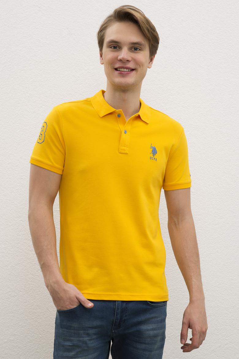 Erkek Koyu Sarı  Polo Yaka T-Shirt Basic