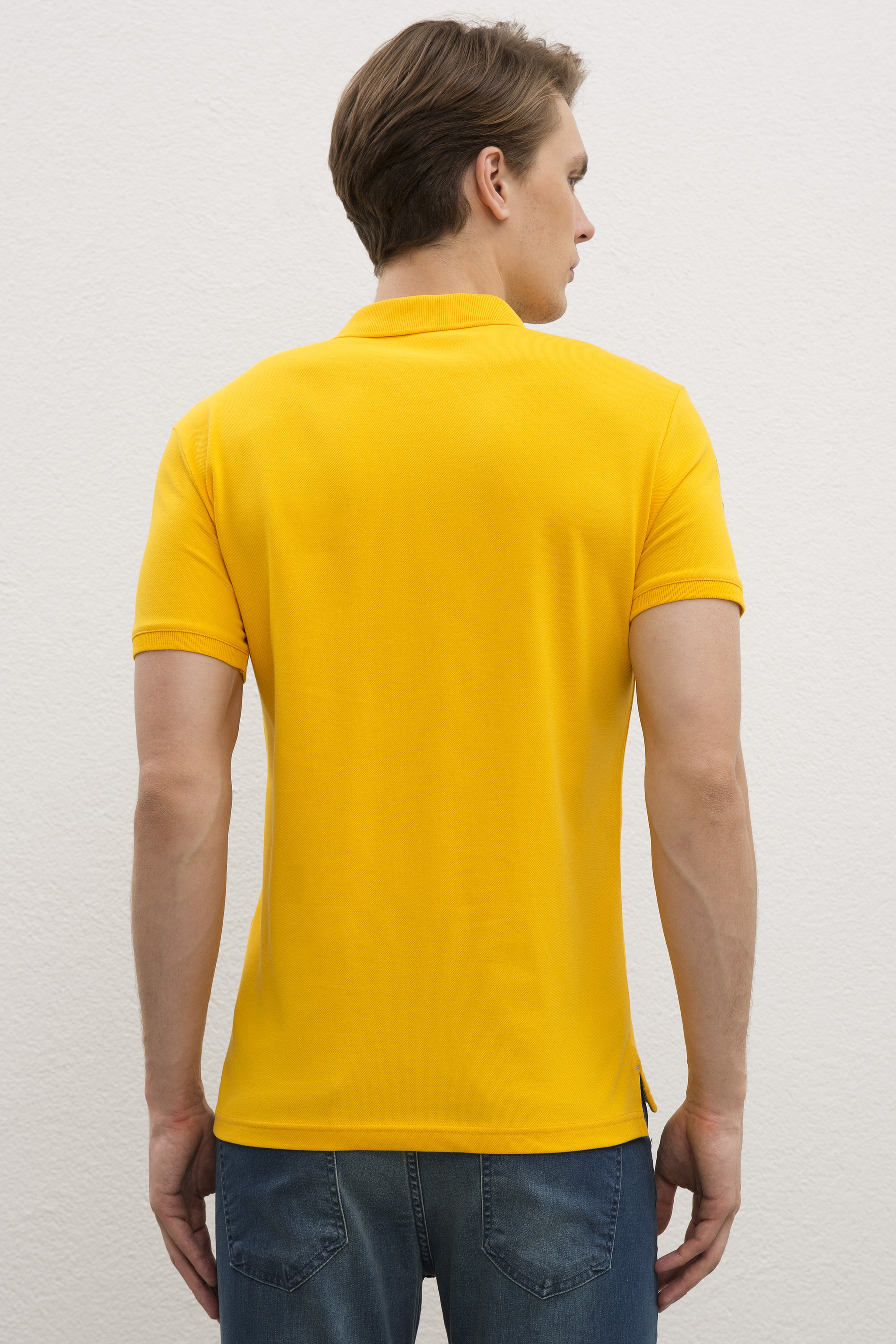Erkek Koyu Sarı  Polo Yaka T-Shirt Basic