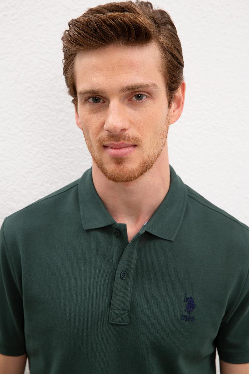 Erkek Koyu Yeşil Basic Polo Yaka Tişört