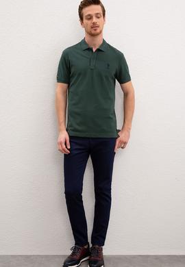 Erkek Koyu Yeşil Basic Polo Yaka Tişört - 50222632378