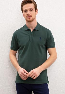 Erkek Koyu Yeşil Basic Polo Yaka Tişört - 50222632378