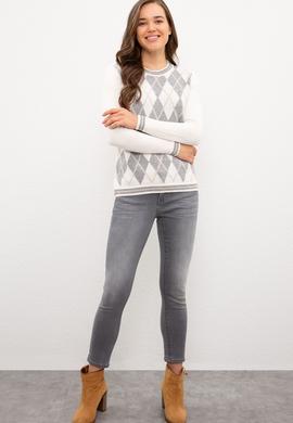 Kadın Beyaz Triko Kazak - 50229440005