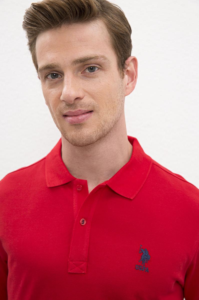 Erkek Kırmızı Basic Polo Yaka Tişört