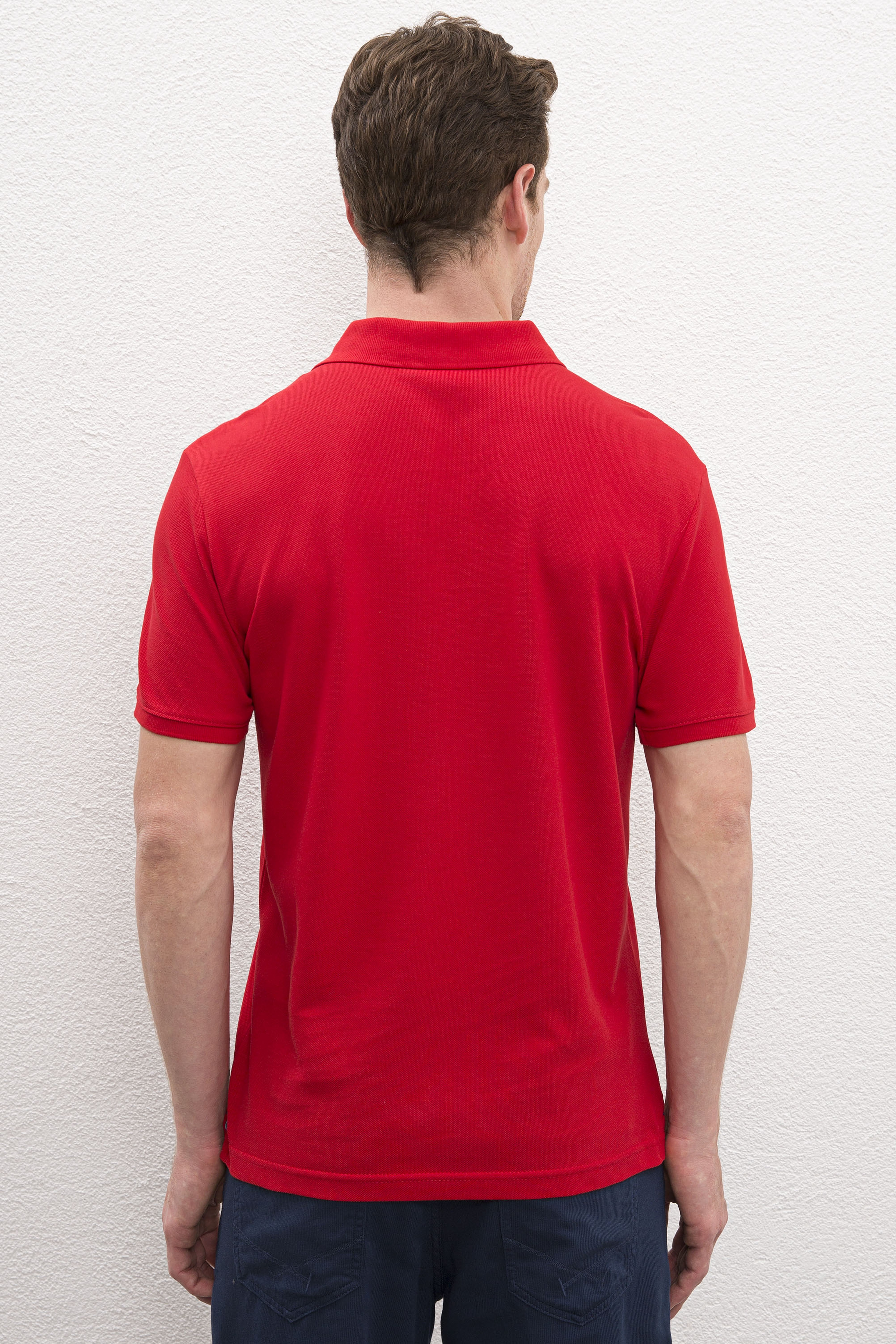 Erkek Kırmızı Basic Polo Yaka Tişört