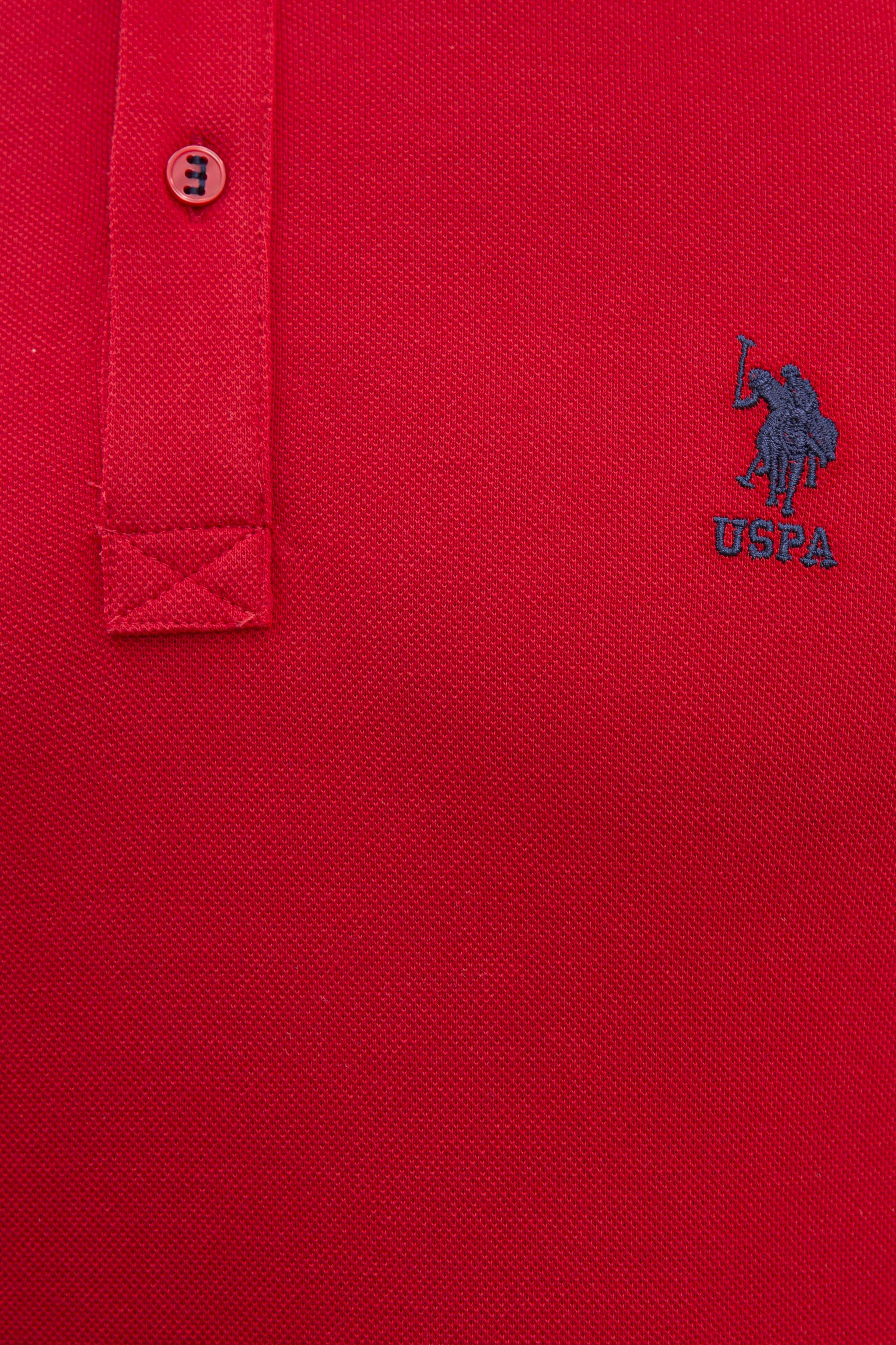 Erkek Kırmızı Basic Polo Yaka Tişört - Image 5
