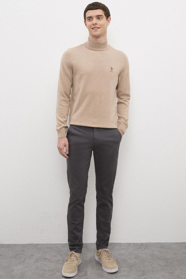 Erkek Camel Melanj Balıkçı Yaka Triko Kazak Basic - 50224889047