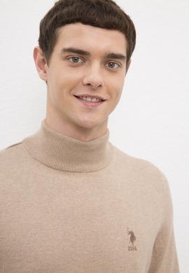 Erkek Camel Melanj Balıkçı Yaka Triko Kazak Basic - 50224889047