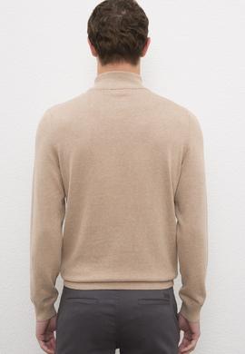 Erkek Camel Melanj Balıkçı Yaka Triko Kazak Basic - 50224889047