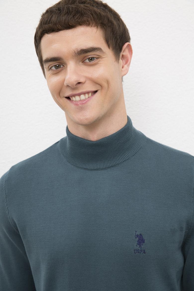 Erkek Petrol Balıkçı Yaka Triko Kazak Basic - 50224889051