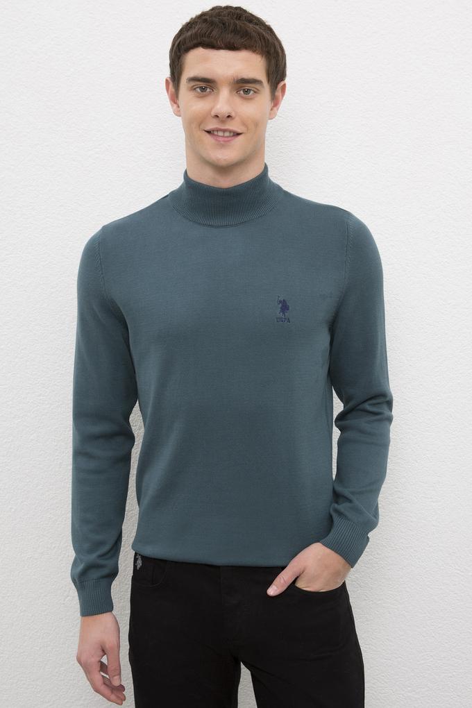 Erkek Petrol Balıkçı Yaka Triko Kazak Basic