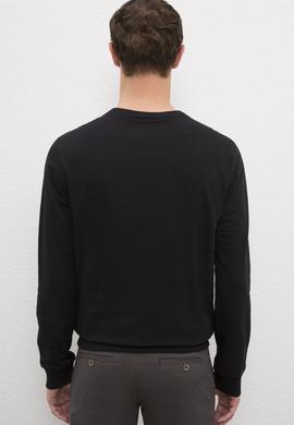 Erkek Siyah Bisiklet Yaka Sweatshirt Basic - 50225478044