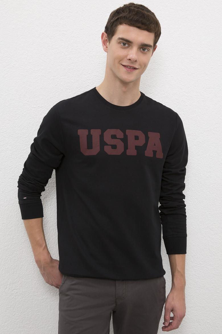 Erkek Siyah Bisiklet Yaka Sweatshirt Basic