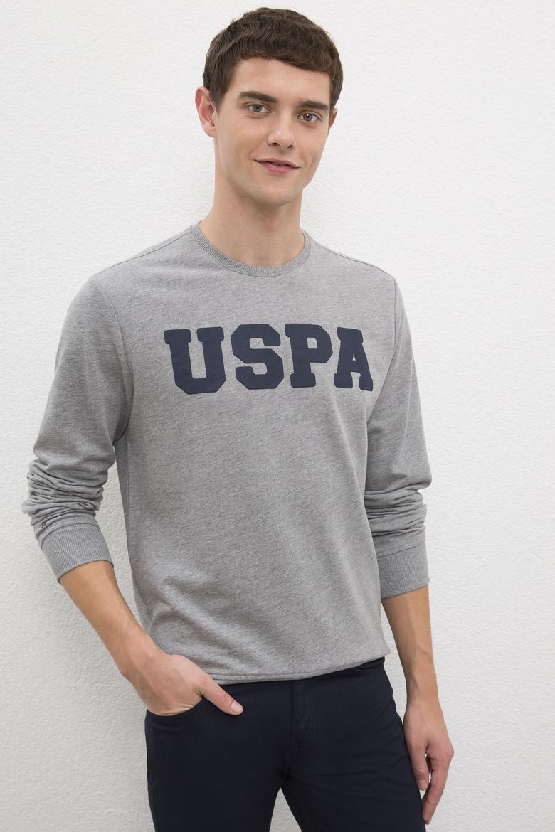 Erkek Gri Melanj Basic Sweatshirt