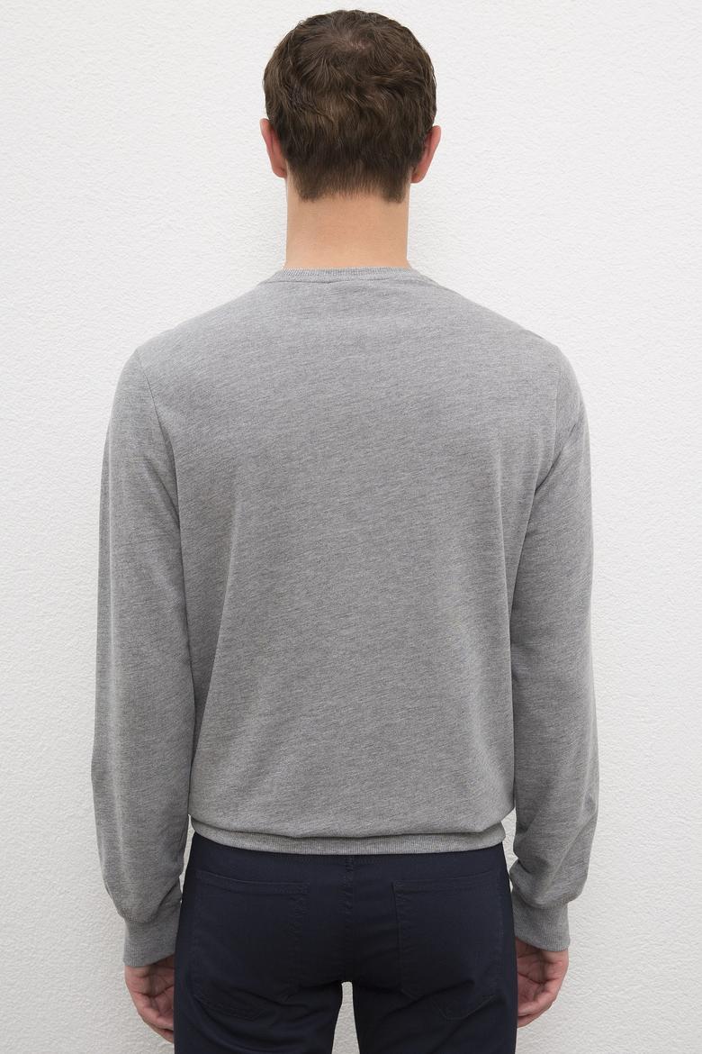 Erkek Gri Melanj Basic Sweatshirt - 50225478034