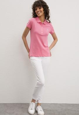 Kadın Pembe Basic Polo Yaka Tişört - 50217591138