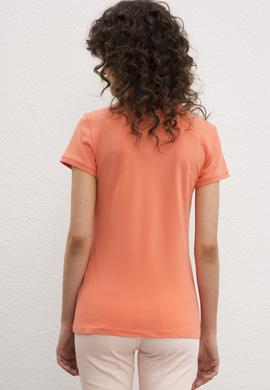 Kadın Somon Basic Polo Yaka Tişört - 50217591130