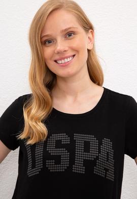 Kadın Siyah Bisiklet Yaka T-Shirt - 50219882060