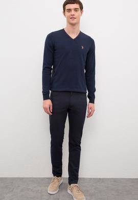 Erkek Lacivert V-Yaka Triko Kazak Basic - 50224747001