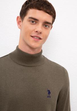 Erkek Koyu Haki Melanj Basic Kazak - 50224889063