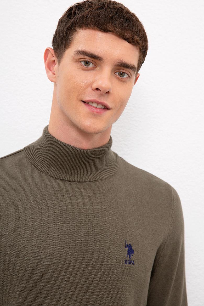 Erkek Koyu Haki Melanj Basic Kazak - 50224889063