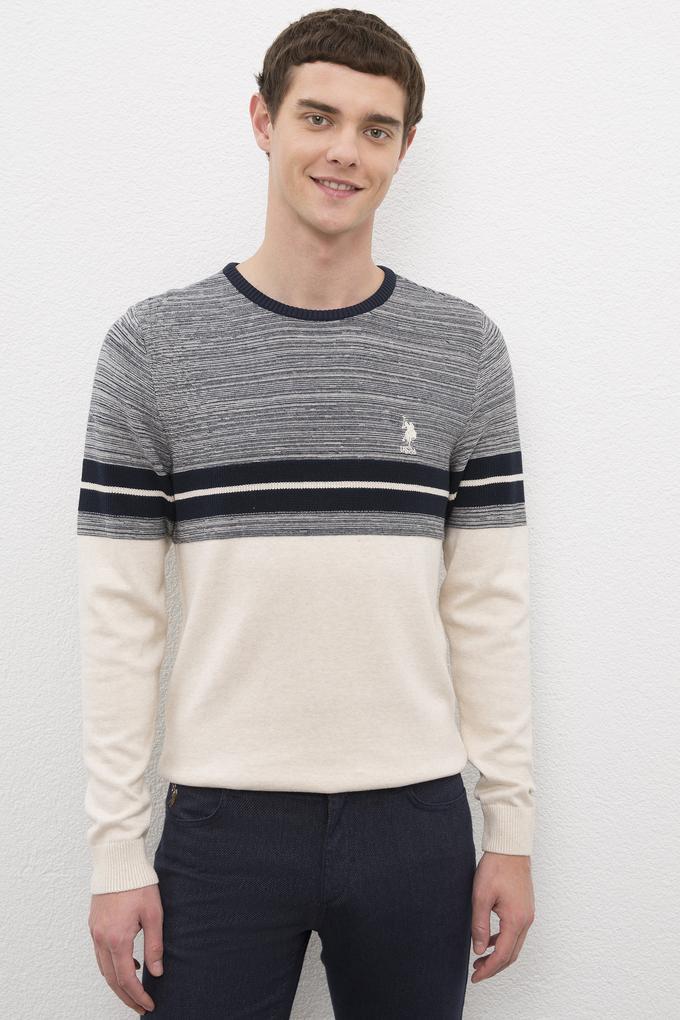 Erkek Krem Bisiklet Yaka Triko Kazak