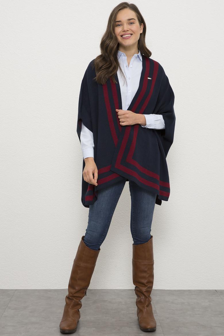 Kadın Lacivert Triko Panço - 50223975005