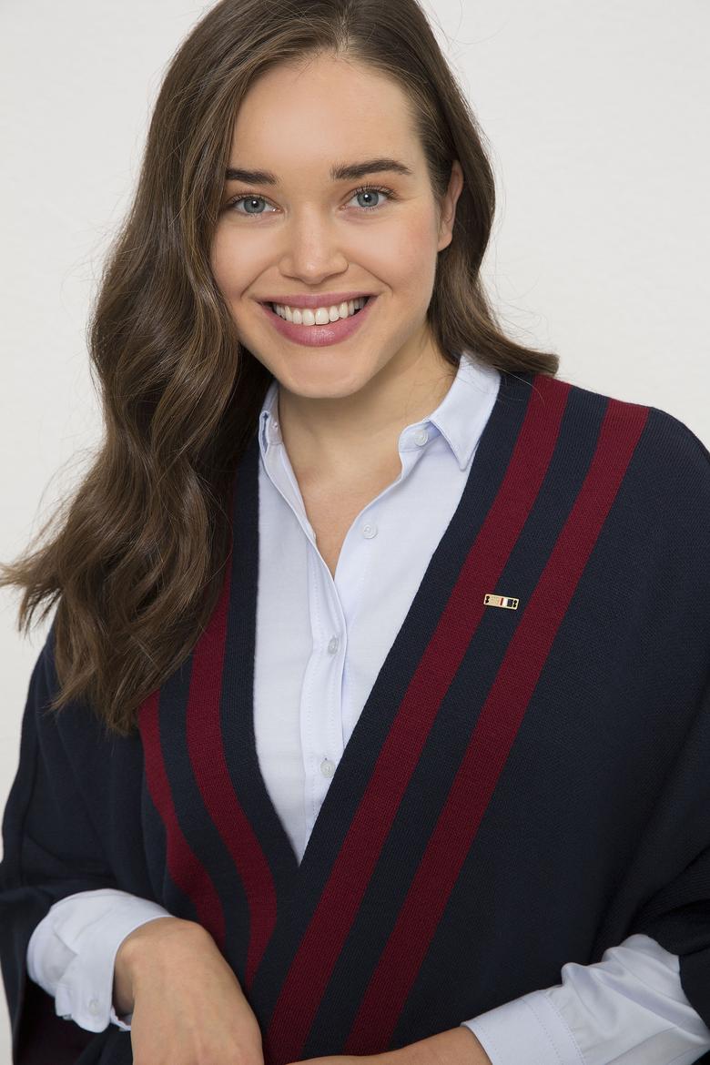 Kadın Lacivert Triko Panço - 50223975005