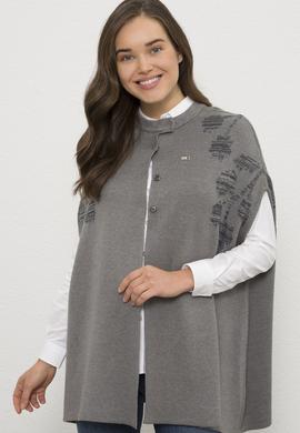 Kadın Gri Triko Panço - 50206887004