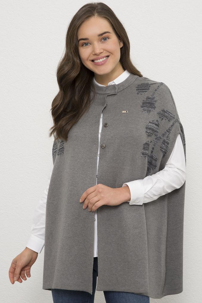 Kadın Gri Triko Panço