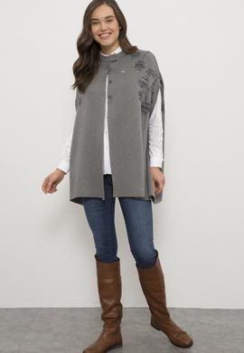 Kadın Gri Triko Panço - 50206887004