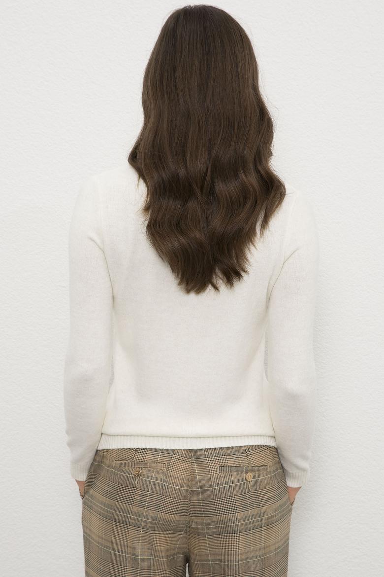 Kadın Beyaz Triko Kazak - 50225219044