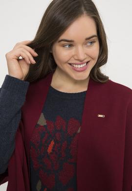 Kadın Bordo Triko Panço - 50223973008