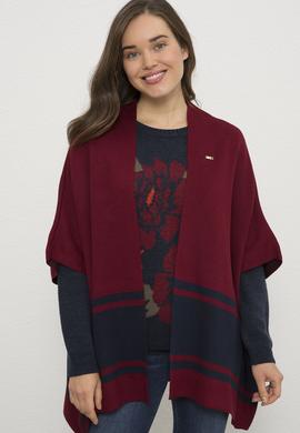 Kadın Bordo Triko Panço - 50223973008
