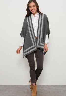 Kadın Gri Triko Panço - 50223975002