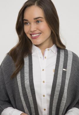 Kadın Gri Triko Panço - 50223975002